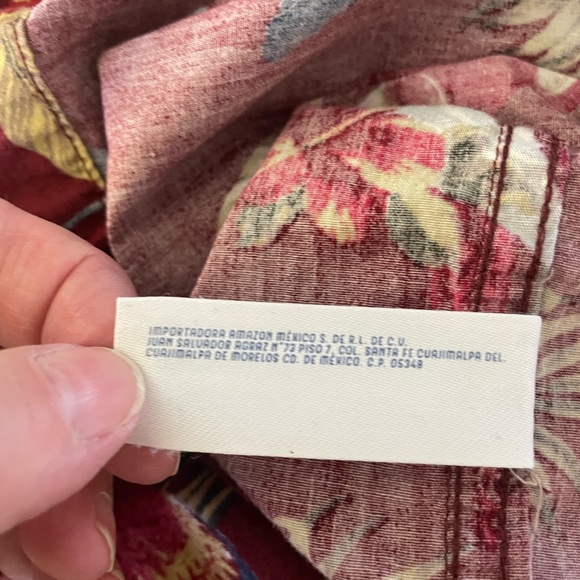 28 Palms Vibrant Burgandy 100% Cotton  Parrot Print Men's Casual Camp Shirt, M - Picture 7 of 7